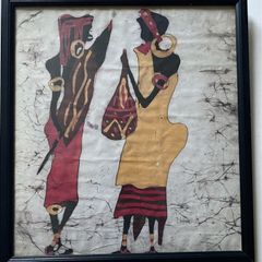 picture These 3 pieces are original East African batik textiles on fabric, signed by the artist Uwinnie (a well-known mid-to-late 20th-century artisan/studio artist producing African figurative batik art)