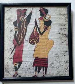 picture These 3 pieces are original East African batik textiles on fabric, signed by the artist Uwinnie (a well-known mid-to-late 20th-century artisan/studio artist producing African figurative batik art)