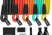 nti-Break Resistance Bands Set, Exercise Bands for Men Women with 5 Fitness Tubes, 2 Foam Handles, 2 Ankle Strap, Door Anchor for Strength Workouts, Yoga, Stretch, Physio Home Gym Equipment