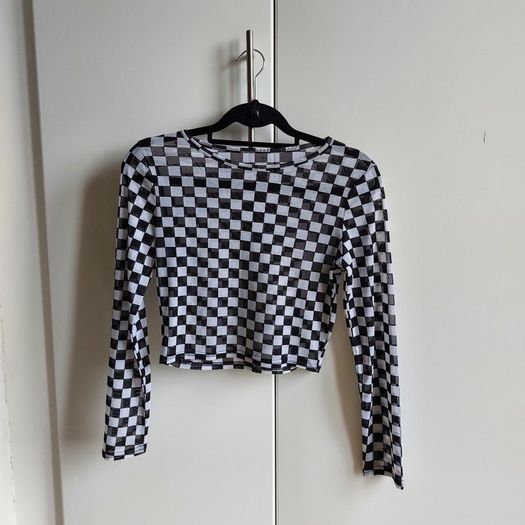 Checked long sleeve top