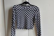 Checked long sleeve top