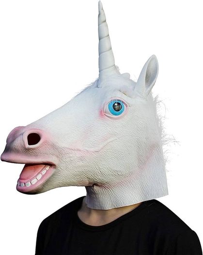 Unicorn High quality latex mask - Eye holes to see better - Artificial mane