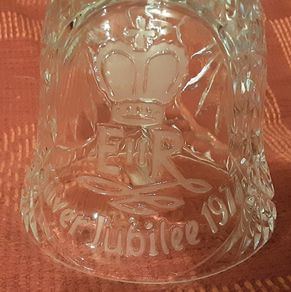 crystal glass bell, silver jubilee