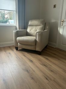 Electric recliner armchair, real leather