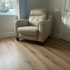 Electric recliner armchair, real leather