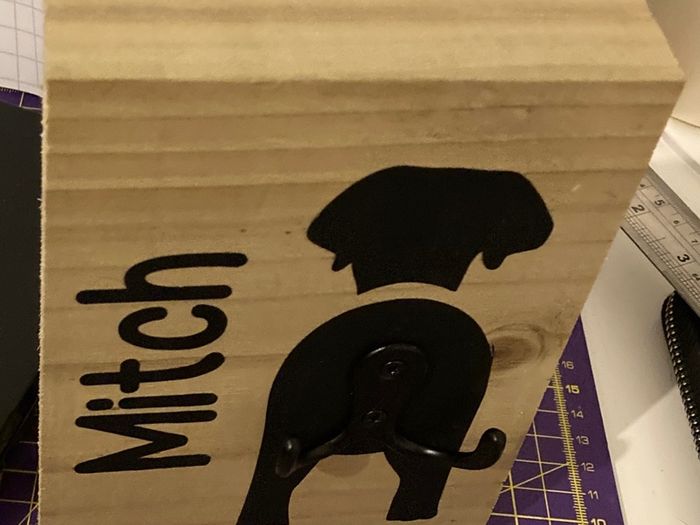 Personalised wooden dog lead holder