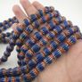 Antique Venetian Style Blue Chevron Glass Beads Necklace Strand Image 7