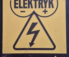 Polish , danger electricity, Vintage Style Metal Sign .