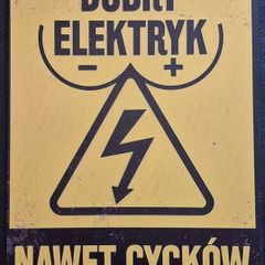 Polish , danger electricity, Vintage Style Metal Sign .