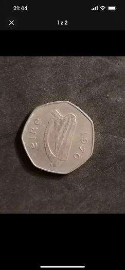 1970 Ireland 50P Piece, Eire, Bird