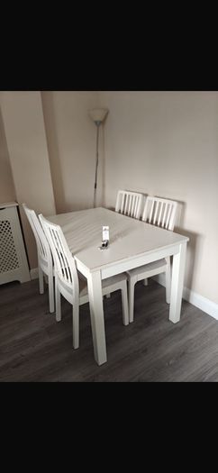 IKEA white table and 4 chairs