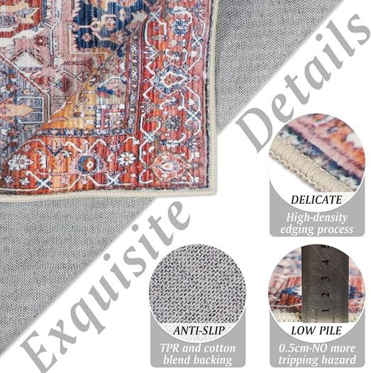 Rugs Living Room 160x230cm Non-Slip Washable Rug for Bedroom large Thin Low Profile Floor Carpet for Office Bathroom Dinning Room Playroom