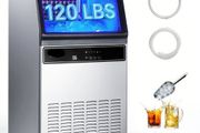 Commercial Ice Maker Machine, 59kg/24H with 15kg Storage, 45 Cubes per Cycle, Stainless Steel Freestanding &amp; Under Counter Ice Maker with LED Display &amp; Self-Cleaning, for Home Bar Restaurant