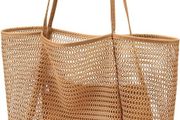 FREE SHIPPING Mesh Tote Bag,23L Beach Bag Extra Large Tote Bags for Women with Zip Pocket Shoulder Bag Summer Beach Bags Reusable Shopping Bag for Picnic Holiday Travel Grocery