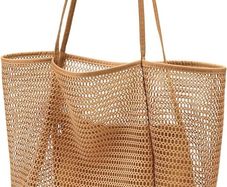 FREE SHIPPING Mesh Tote Bag,23L Beach Bag Extra Large Tote Bags for Women with Zip Pocket Shoulder Bag Summer Beach Bags Reusable Shopping Bag for Picnic Holiday Travel Grocery