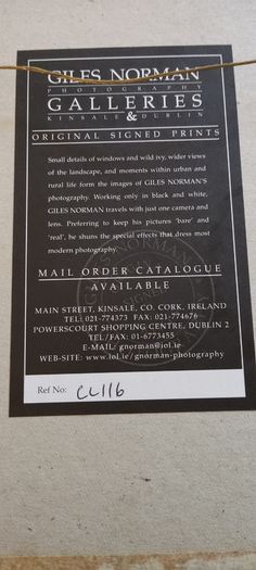 Giles Norman Framed, Signed & Stamped B&W Photo No. 1