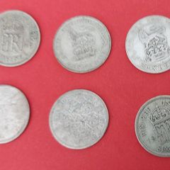 England 6 X 1920's 50% Silver Sixpence Coins