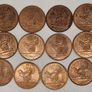 Ireland 1963 1964 1965 1966 1d Penny 12 Uncirculated Red Coin Lot Image 3
