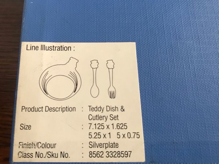 Silverplate Teddy Dish & Cutlery Set - New / Boxed