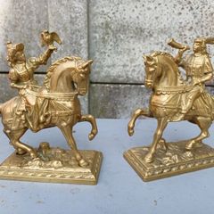 1940's Brass Horsemen Bookends