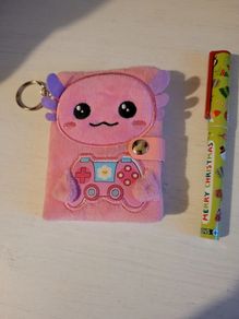 mini axolotl notebook keychain