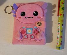 mini axolotl notebook keychain