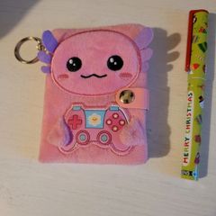 mini axolotl notebook keychain