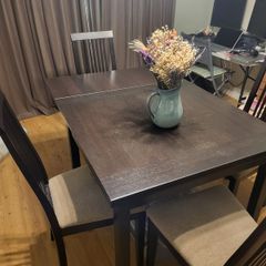 Dining room set: drawer chest, glass cabinets, table and chairs