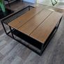 Industrial style coffee table with oak top and metal frame Image 2