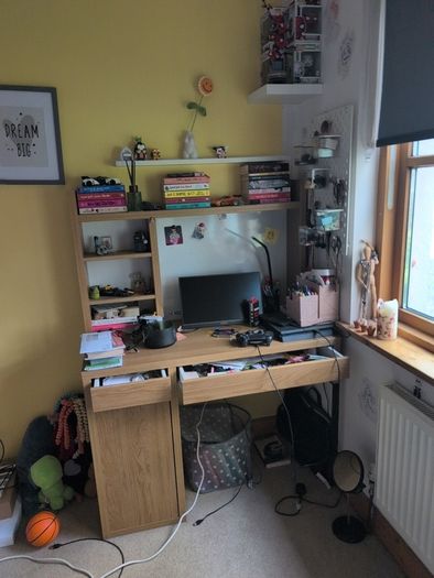 home work desk + standing mirror with storage
