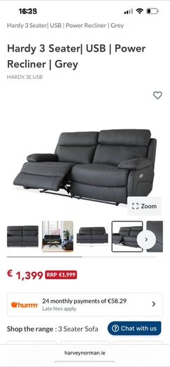 3 Seater USB Power Recliner
