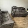 Luxury Tan & Grey Suede Recliner Sofa Set Image 8