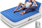 NEW SALE | Air Bed with Headboard, Double Size Inflatable Mattress with Built-in Electric Pump, Comfort Blow Up Bed, Self-inflating Guest Air Mattress