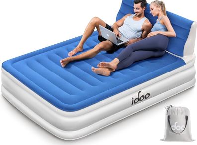 NEW SALE | Air Bed with Headboard, Double Size Inflatable Mattress with Built-in Electric Pump, Comfort Blow Up Bed, Self-inflating Guest Air Mattress