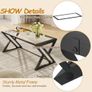 Coffee Table, Living Room Table, Center Tea Tables, Glass Coffee Table, End Sidetable with Black Metal Frame for Living Room Bedroom Office, Modern Open Design, 39 x 19 x 18 IN, Transparent Glass Image 3