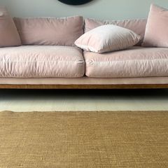 Pink velvet sofa