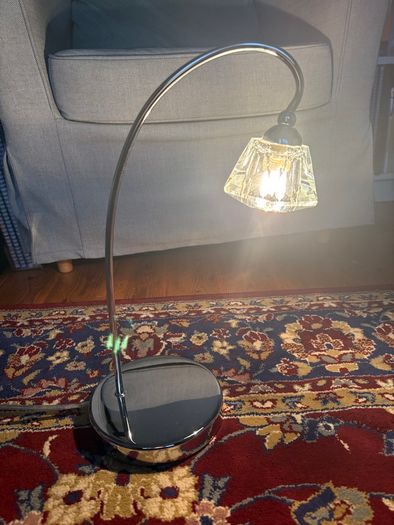 Chrome table lamp with crystal-style shade