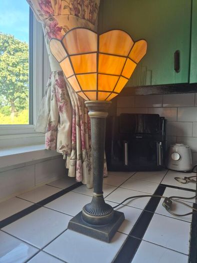 Table lamp Torchiere faux stained glass  uplighter Tablelamp