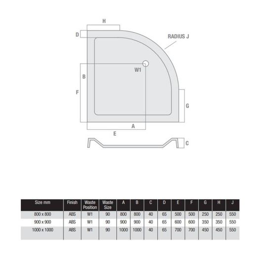 Quadrant Shower Tray and Trap