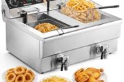 Commercial Deep Fryer, Dual Tank 3000W Electric Countertop Fryer with Basket, 2 x 11.6Qt/11L Double Stainless Steel Oil Fryer with Oil Filtration, Time &amp; Temp Control, for Kitchen Restaurant Use