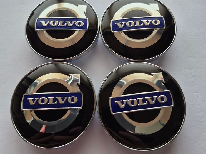 Volvo centre caps 60mm (black/blue) FREE POST