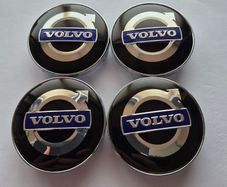 Volvo centre caps 60mm (black/blue) FREE POST
