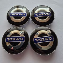 Volvo centre caps 60mm (black/blue) FREE POST
