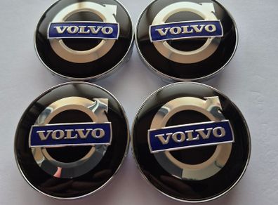 Volvo centre caps 60mm (black/blue) FREE POST