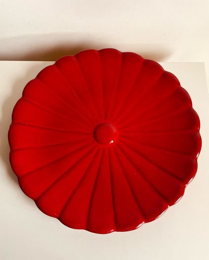 Vintage Ernestine Salerno Italy Red Charger Plate 30cm 1950s MCM Ceramic Platter