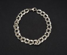 Vintage 925 Sterling Silver Double Link Charm Bracelet