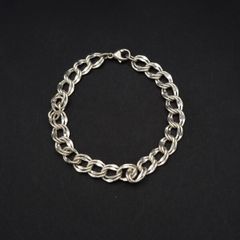Vintage 925 Sterling Silver Double Link Charm Bracelet