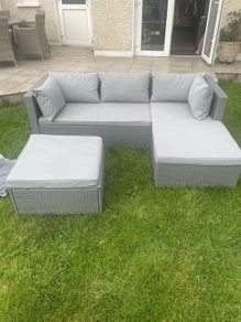 patio sofa, footstool, cushions & cover