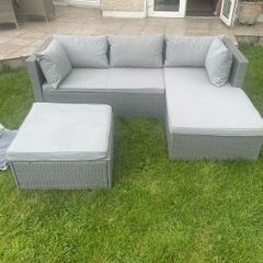 patio sofa, footstool, cushions & cover