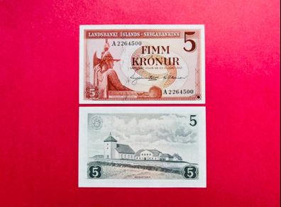 Iceland   5 Kronur  1957. Pick 37b  ( Uncirculated )